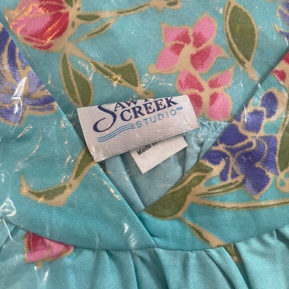 NWT Sawyer Creek Border Print Lounger Blue Flowers Size 1X - Picture 3 of 5